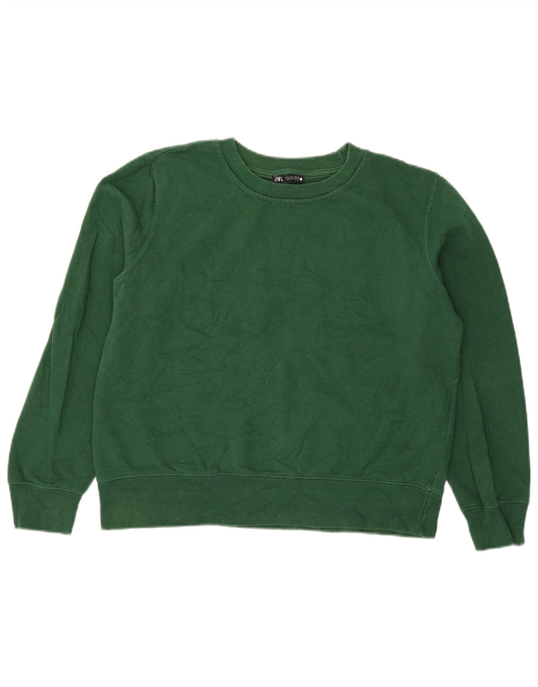 Zara Damen Sweatshirt Pullover UK 16 Large Grüne Baumwolle