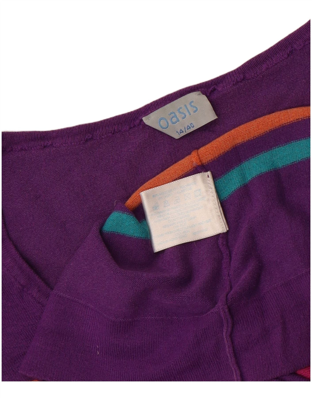 Oasis Damen-Pullover mit V-Ausschnitt, UK 14, mittlere, mehrfarbige Viskose