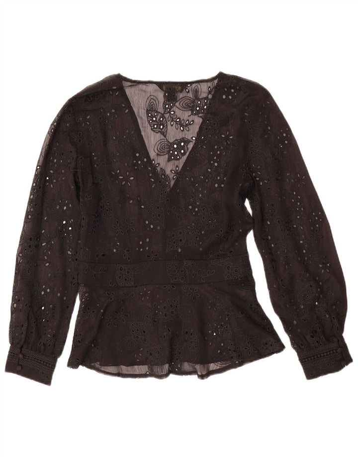 Lipsy Damen-Hemdbluse, UK 10, Größe S, schwarz, geblümt, Polyester