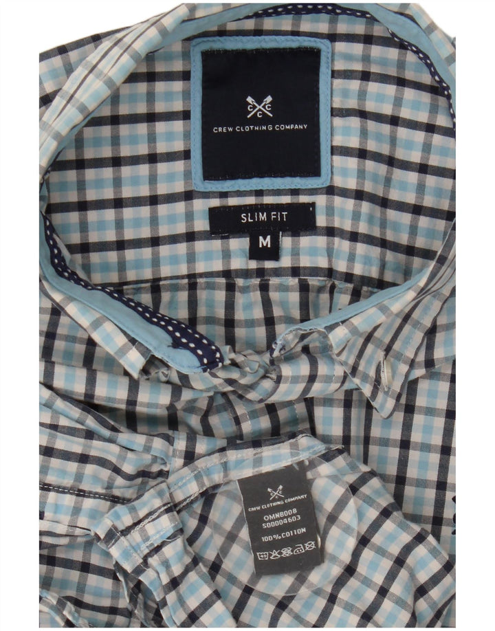 Crew Clothing Herren Slim-Fit-Hemd aus mittelblauer Karo-Baumwolle
