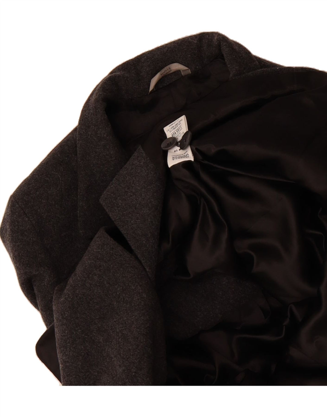 MARKS & SPENCER Womens Overcoat UK 14 Medium Grey Wool Vintage Marks & Spencer and Second-Hand Marks & Spencer from Messina Hembry 