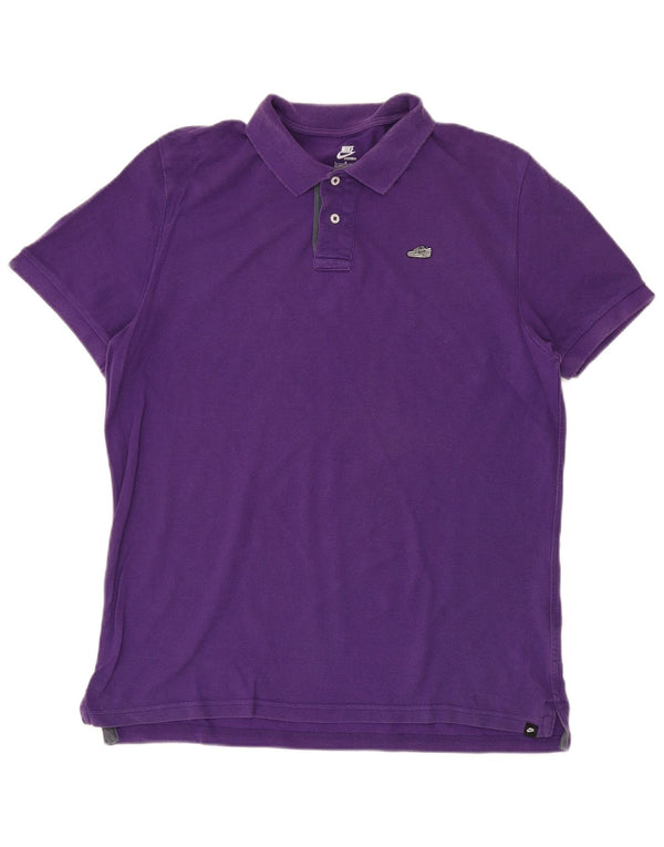 NIKE Mens Polo Shirt UK 42/44 Large Purple Cotton