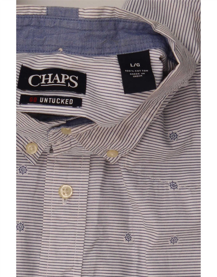 Chaps Herren-Kurzarmhemd, groß, blau gestreift, Baumwolle, nautisch