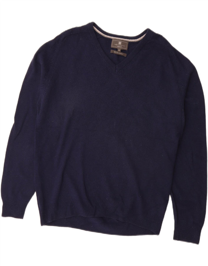 MARKS & SPENCER Herren-Pullover mit normaler Passform und V-Ausschnitt in mittlerem Marineblau