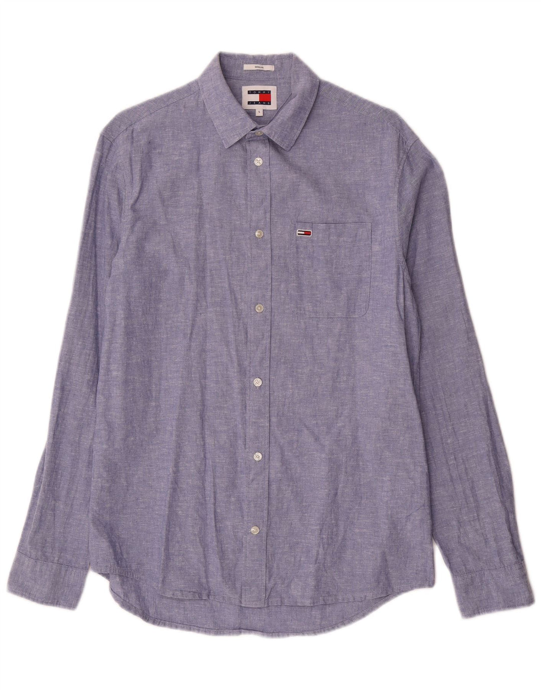 Tommy Hilfiger Herren-Hemd mit normaler Passform, klein, aus blauer Baumwolle