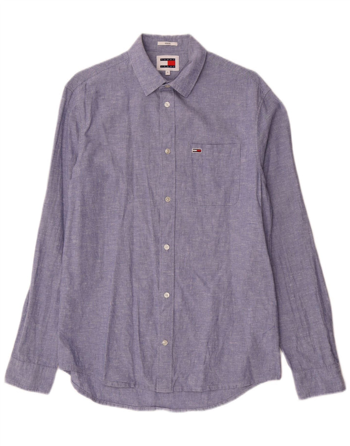 Tommy Hilfiger Herren-Hemd mit normaler Passform, klein, aus blauer Baumwolle