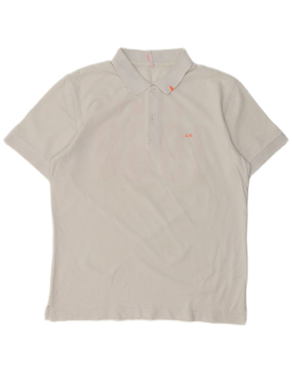 SUN68 Herren-Poloshirt mit Grafik, groß, aus weißer Baumwolle