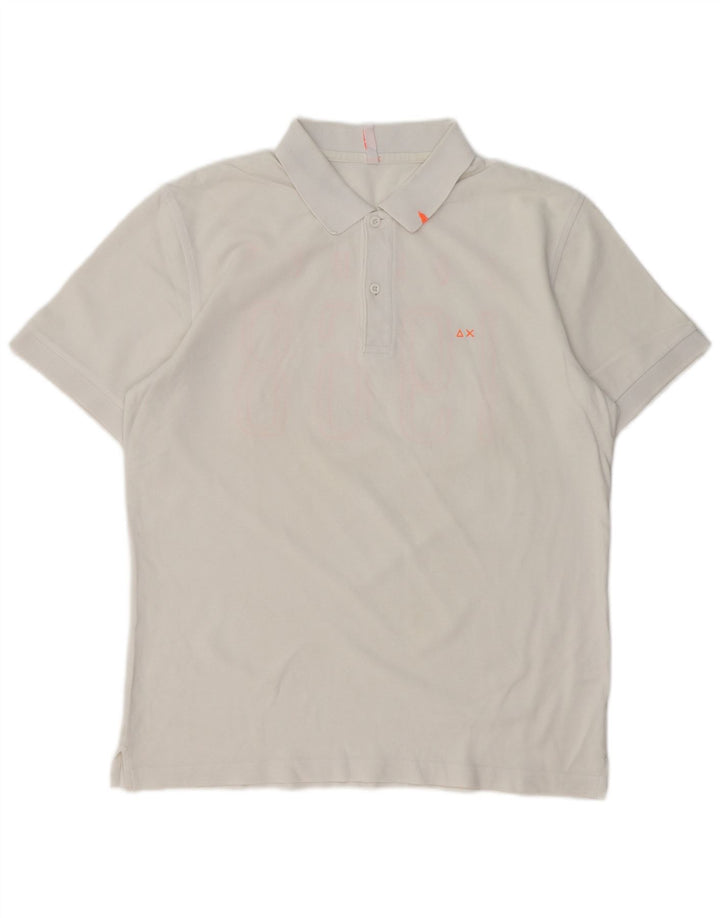 SUN68 Herren-Poloshirt mit Grafik, groß, aus weißer Baumwolle