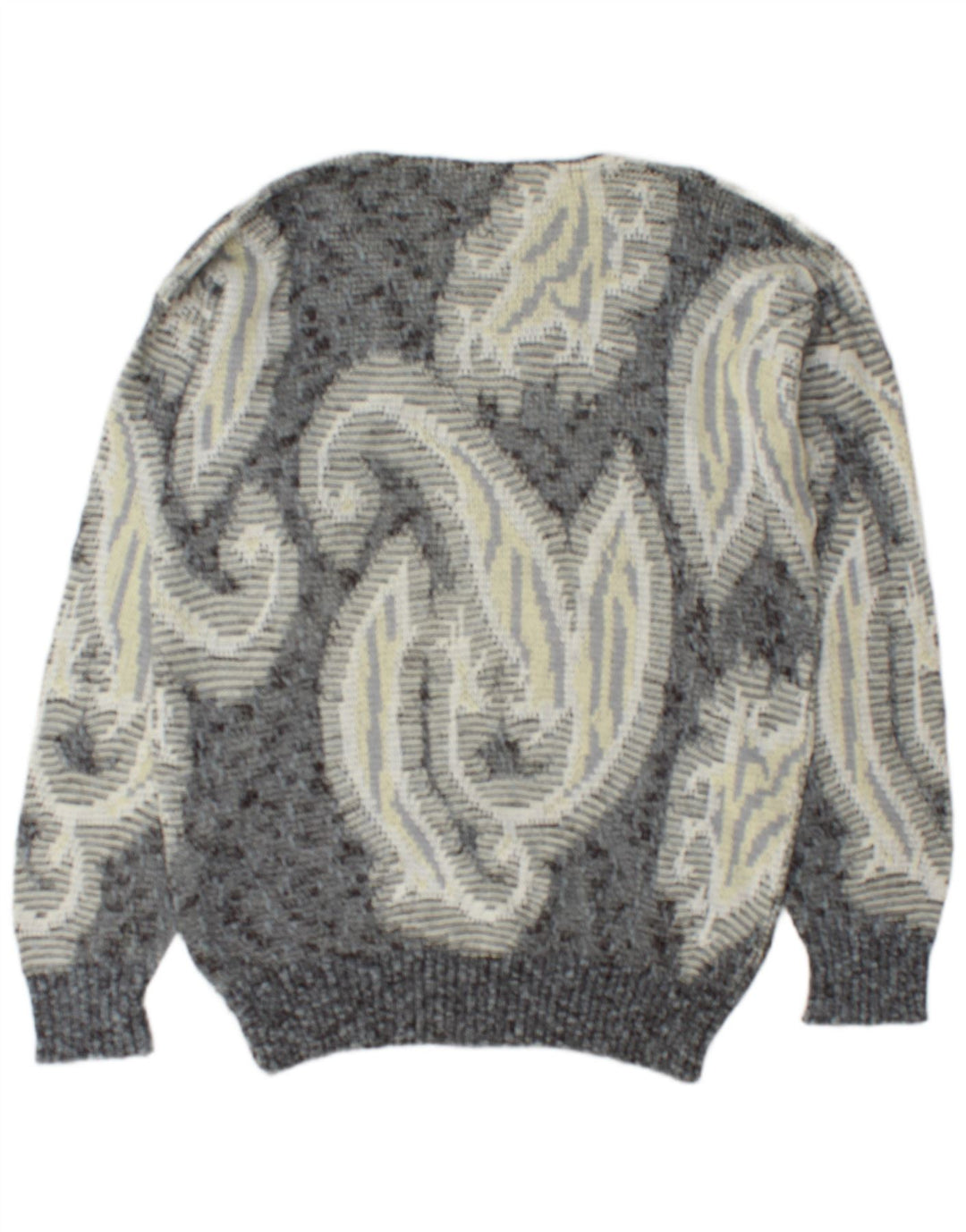 Monello Herren-Pullover mit U-Boot-Ausschnitt, groß, graue Paisley-Baumwolle
