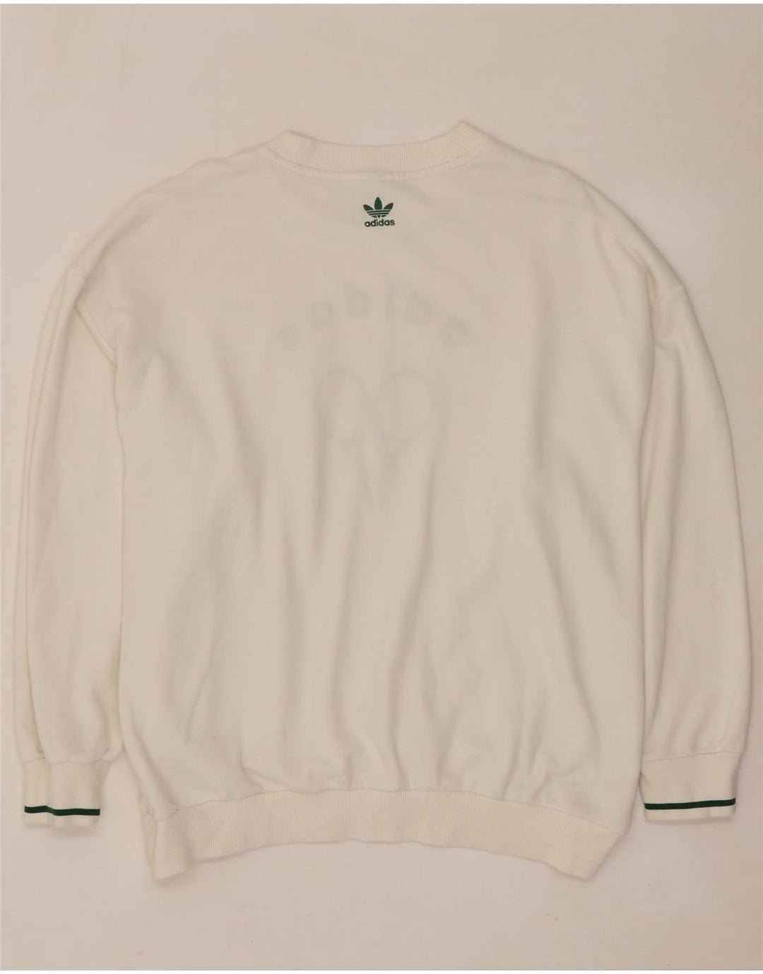 ADIDAS Damen-Sweatshirt in Übergröße mit Grafik, UK 8, Größe S, weiße Baumwolle
