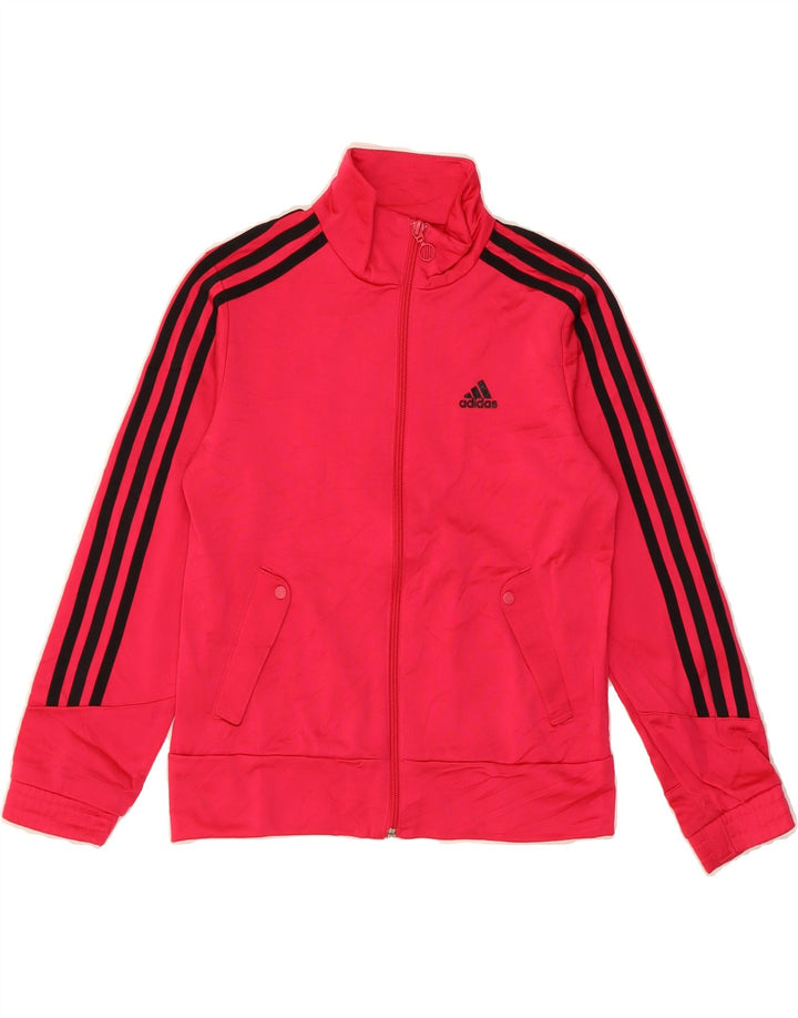 ADIDAS Girls Tracksuit Top Jacket 9-10 Years Pink Polyester Vintage Adidas and Second-Hand Adidas from Messina Hembry 