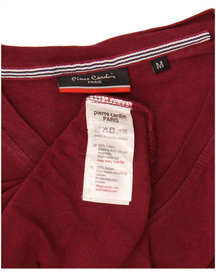 PIERRE CARDIN Damen T-Shirt Top UK 14 Medium Maroon Baumwolle