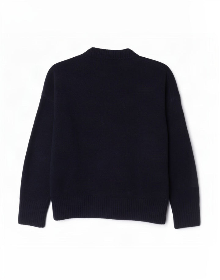 Zara Damen-Pullover, übergroß, Rundhalsausschnitt, Gr. 10, Größe S, Marineblau