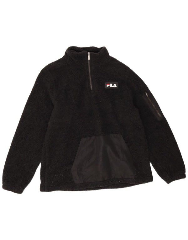 Fila Damen-Fleecepullover mit Reißverschluss am Hals, UK 14, mittelschwarz, Polyester
