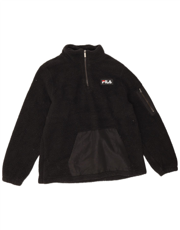 Fila Damen-Fleecepullover mit Reißverschluss am Hals, UK 14, mittelschwarz, Polyester