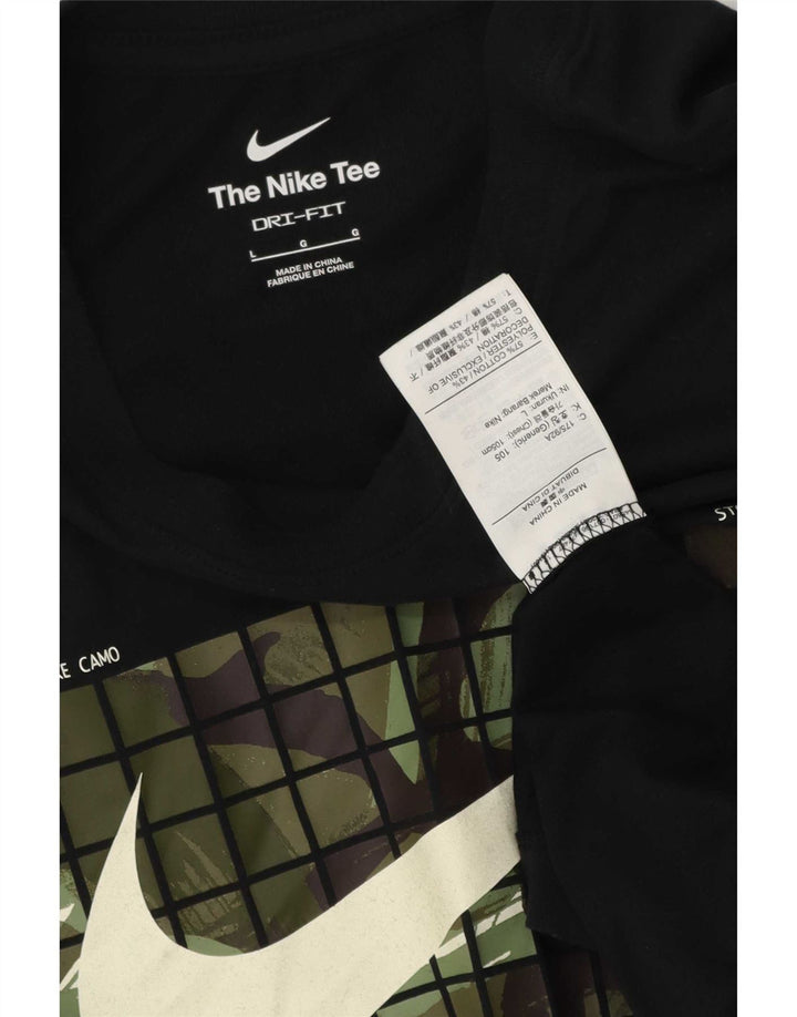 Nike Herren Dri Fit Graphic T-Shirt Top Large Schwarz Baumwolle