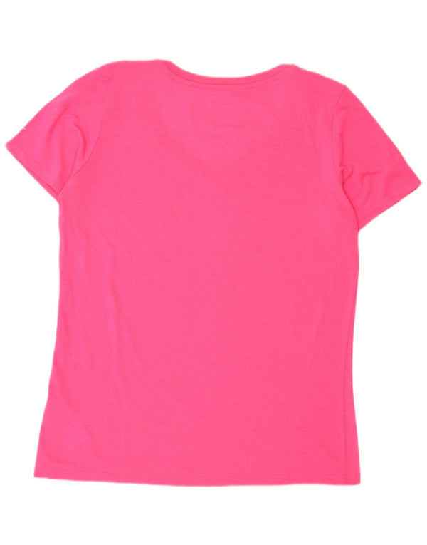 Nike Damen Dri Fit Graphic T-Shirt Top UK 14 Large Pink Polyester