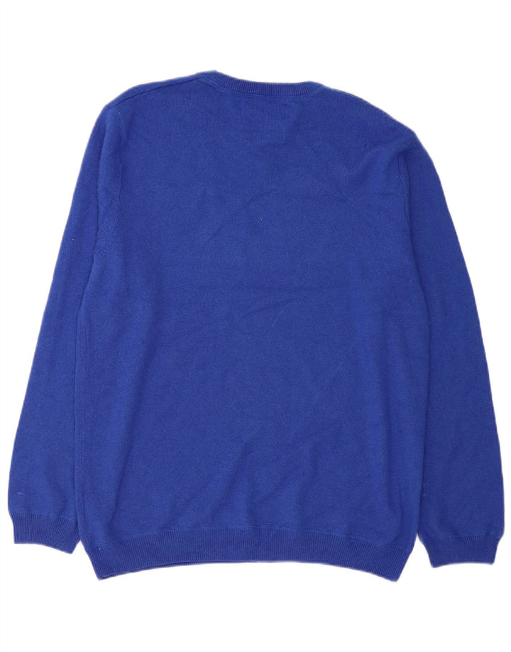 Marks & Spencer Herren-Pullover mit Rundhalsausschnitt, Größe L, aus blauer Wolle