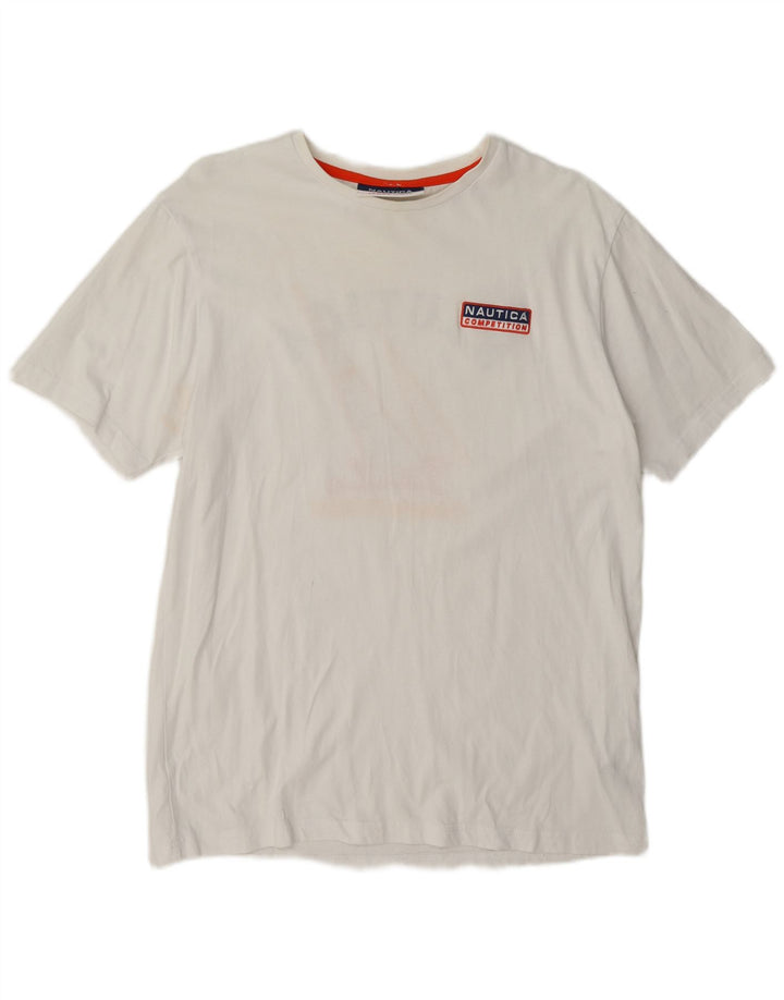 Nautica Herren-T-Shirt mit Grafik, Größe L, aus weißer Baumwolle