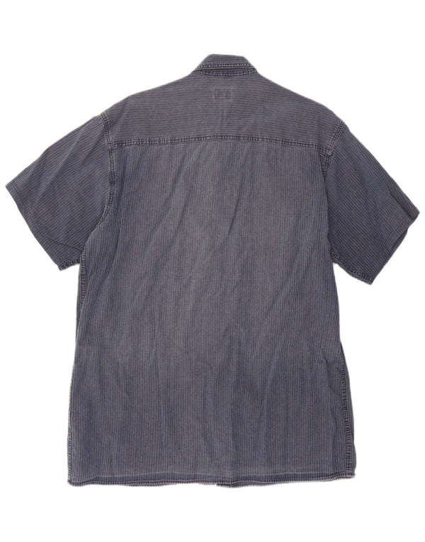 Calvin Klein Jeans Herren Kurzarmhemd XL Marineblau Nadelstreifen