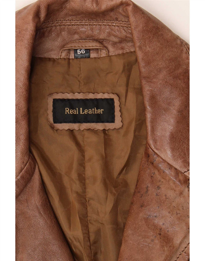 Vintage Herren 2-Knopf-Lederblazerjacke UK 40 Large Braun