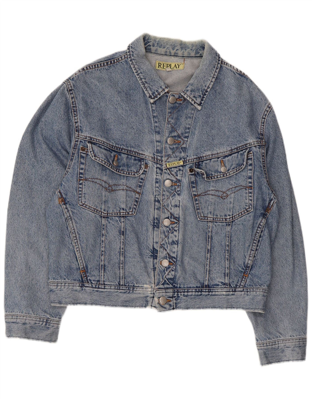 Replay Herren Jeansjacke UK 38 Mittelblaue Baumwolle