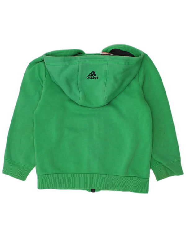Adidas Jungen Kapuzenpullover mit grafischem Reißverschluss, 5–6 Jahre, grüne Baumwolle