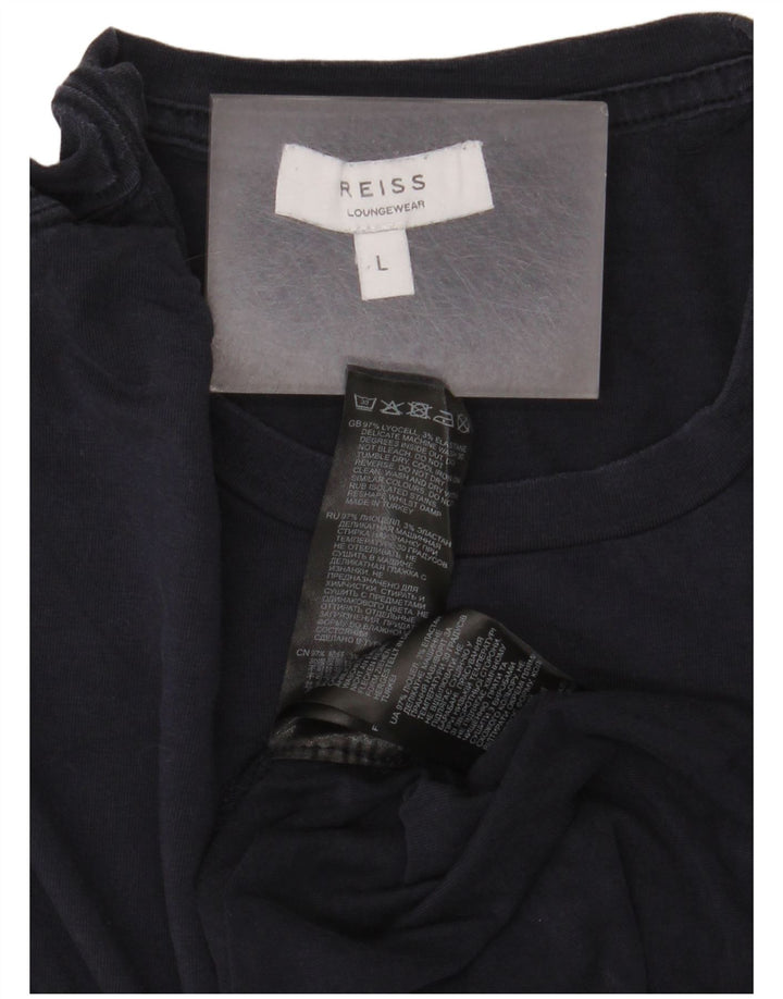 Reiss Herren T-Shirt Top Large Marineblau Lyocell