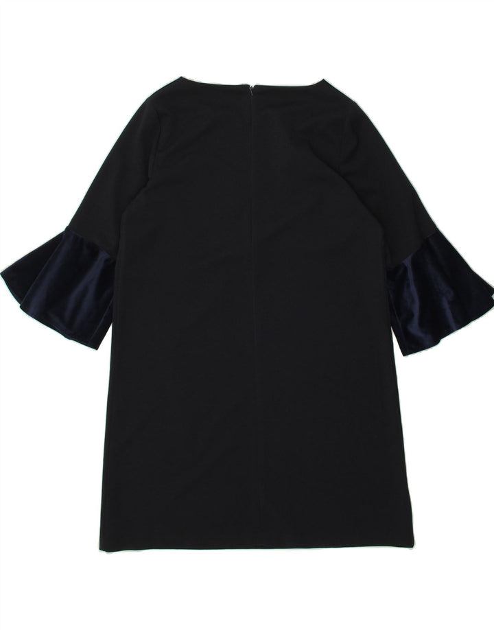 VINTAGE Womens 3/4 Sleeve Basic Dress UK 14 Medium Navy Blue Vintage Vintage and Second-Hand Vintage from Messina Hembry 