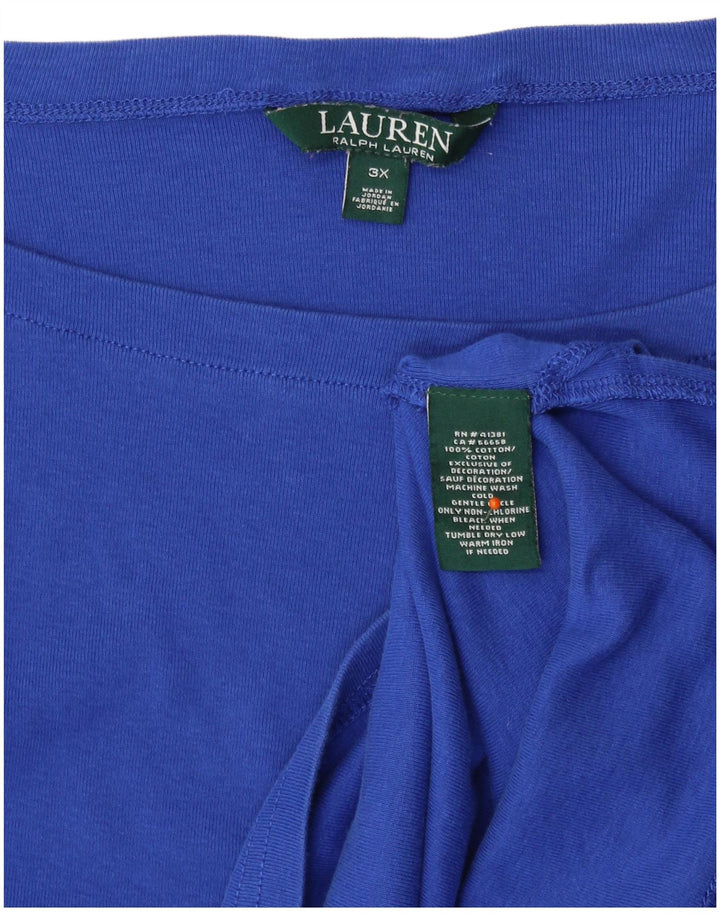 RALPH LAUREN Damen T-Shirt Top UK 22 3XL Blaue Baumwolle