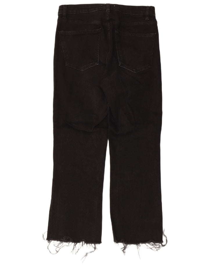 Zara Damen-Jeans mit hoher Taille, kurz geschnitten, EU 40, mittelgroß, W30, L25, Schwarz