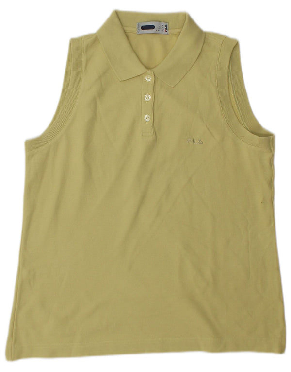 Fila Damen Ärmelloses Poloshirt IT 46 Large Grüne Baumwolle