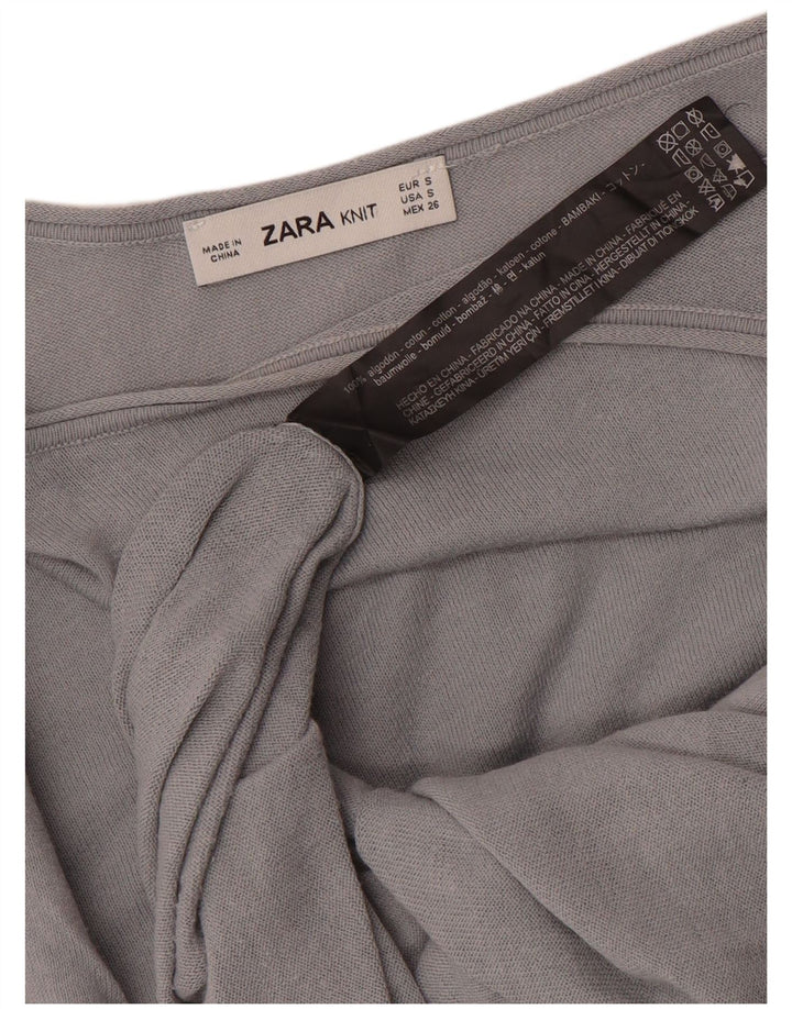 Zara Damen-Oversize-Blusenoberteil, UK-Größe 10, Größe S, graue Baumwolle