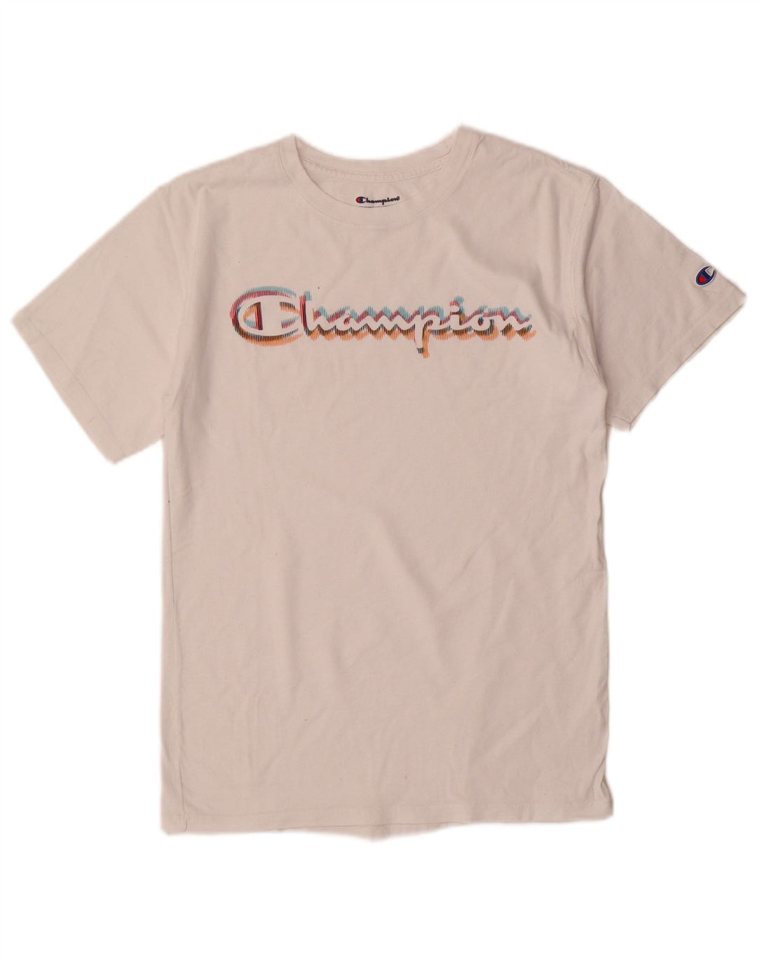 Champion Damen Grafik-T-Shirt-Oberteil UK 10 Small Weiß