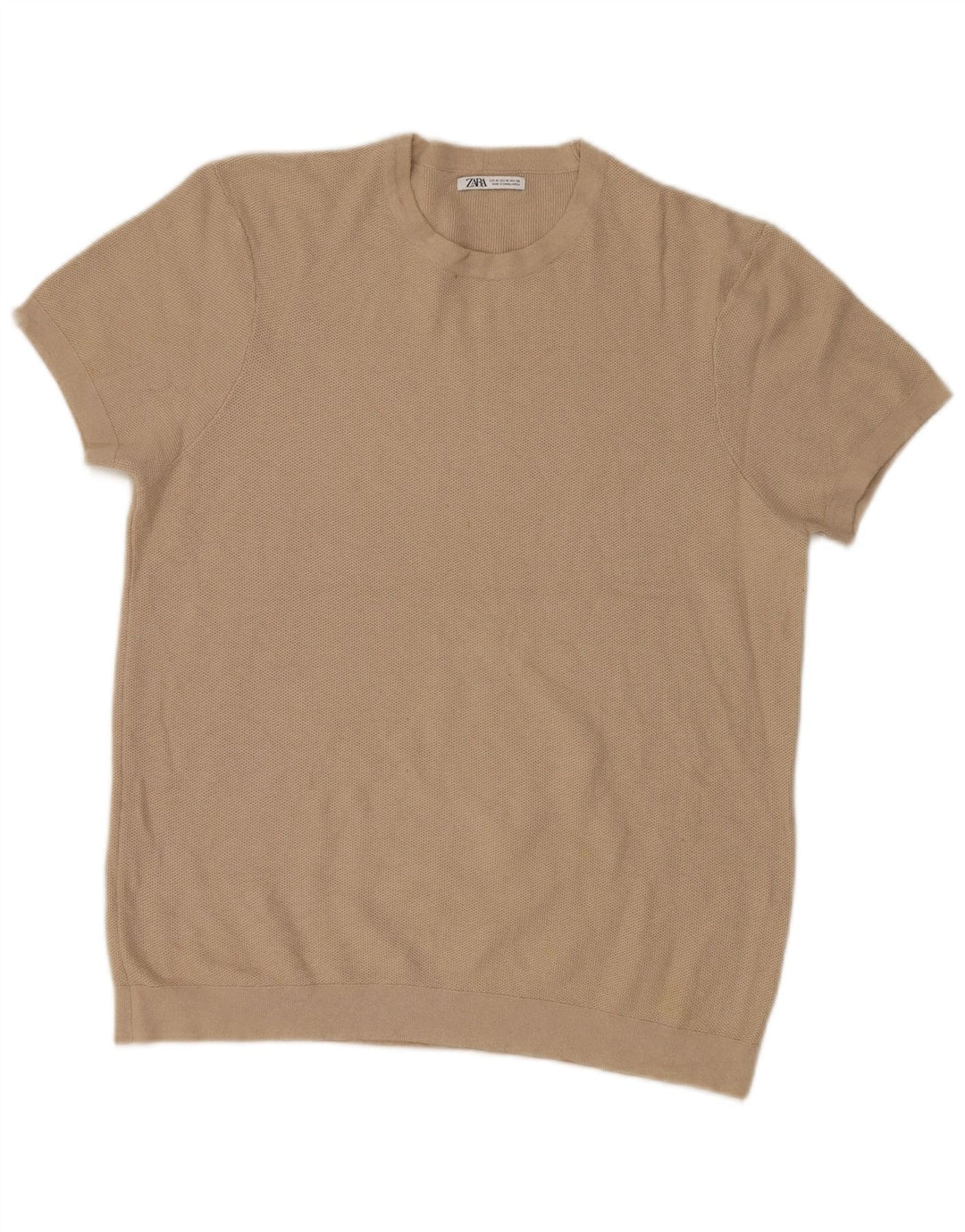 Kurzärmliger Pullover mit Rundhalsausschnitt von Zara für Herren in Mittelbeige