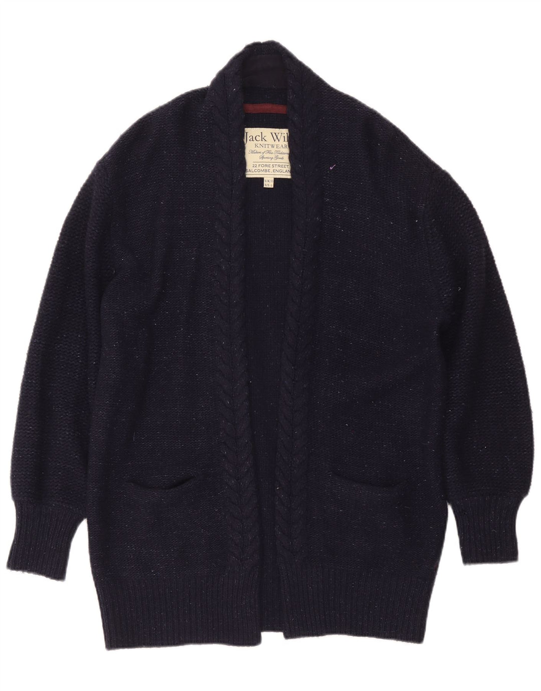 Jack Wills Damen-Strickjacke, übergroß, lang, Gr. 10, Marineblau