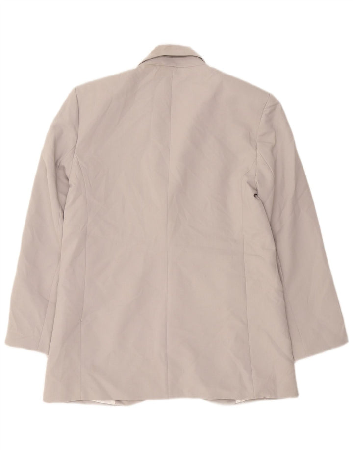 Zara Damen 1-Knopf-Blazerjacke UK 14 Mittelgraues Polyester