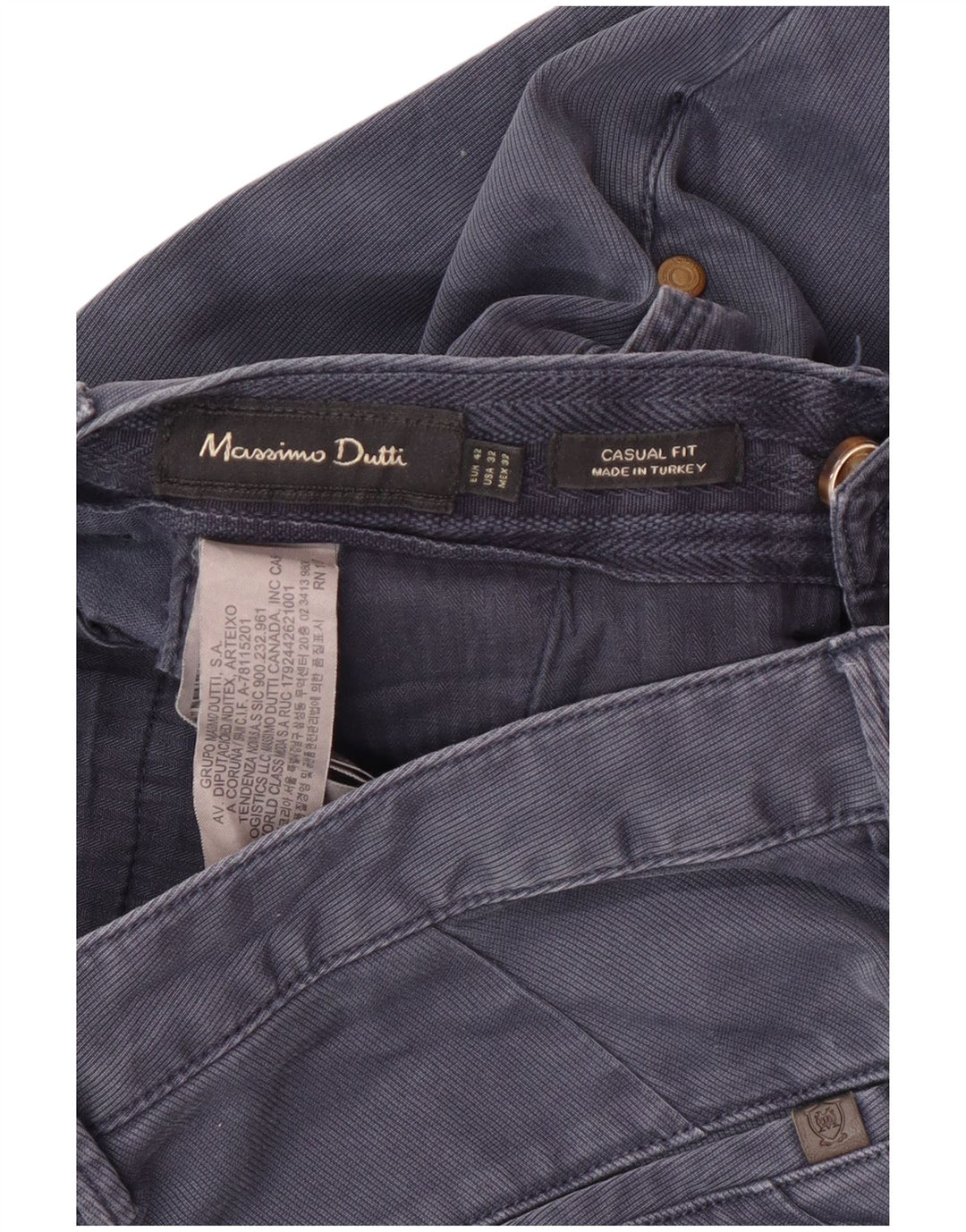 MASSIMO DUTTI Herren-Chinohose, EU 42, Größe L, W32, L31, Marineblau, klassisch