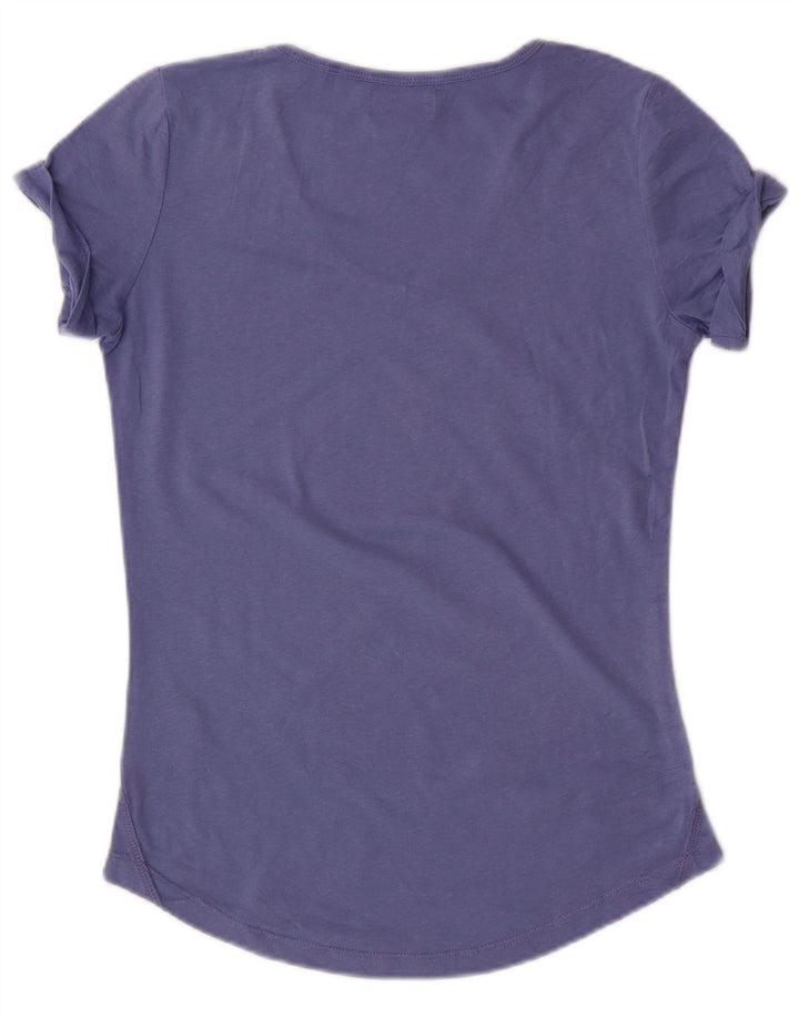 KAPPA Damen Grafik-T-Shirt-Oberteil UK 12 Mittelblaue Baumwolle