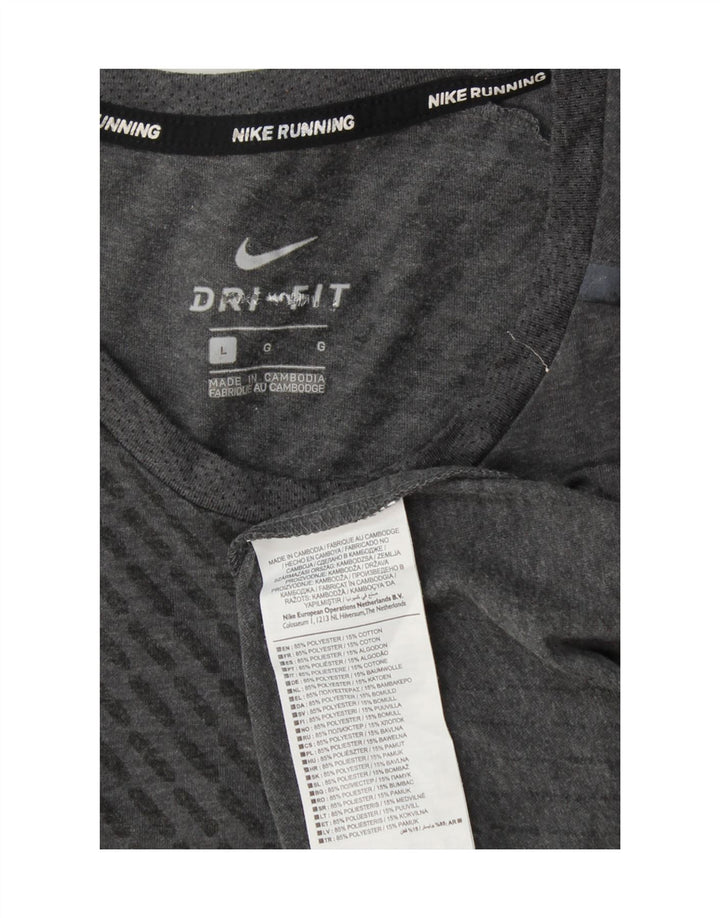 Nike Herren Dri Fit T-Shirt-Oberteil, großes graues Farbblock-Polyester