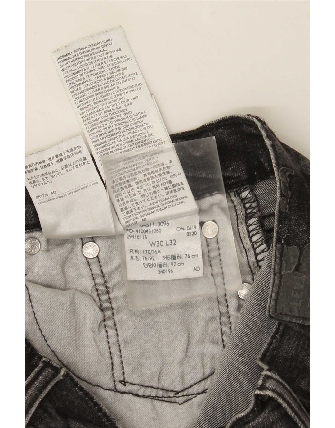 Levi's Herren 511 Slim Jeans W30 L32 Graue Baumwolle