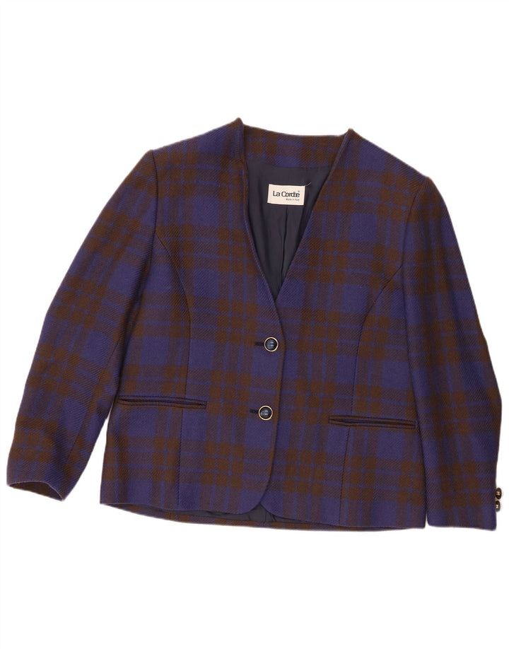 La Cordee Damen-Blazer mit lockerer Passform und 2 Knöpfen, UK 14, mittelblau kariert