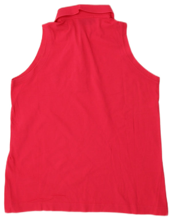 Sergio Tacchini Damen Ärmelloses Poloshirt UK 14 Mittelrosa Baumwolle