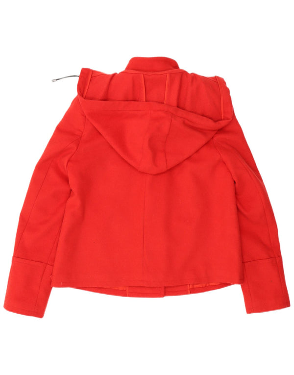 Stefanel Damen-Dufflecoat mit Kapuze IT 48 XL, rote Schurwolle