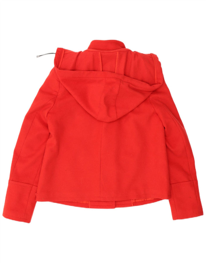 Stefanel Damen-Dufflecoat mit Kapuze IT 48 XL, rote Schurwolle