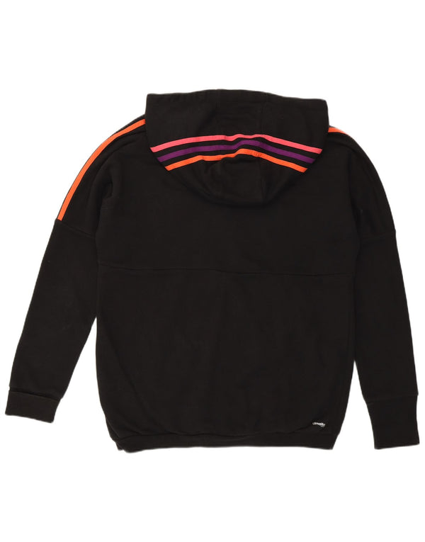 Adidas Damen Climalite Zip Hoodie Pullover UK 12/14 Mittelschwarze Baumwolle