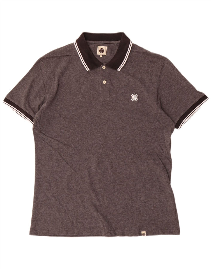 Pretty Green Herren-Poloshirt aus mittelgrauer Baumwolle