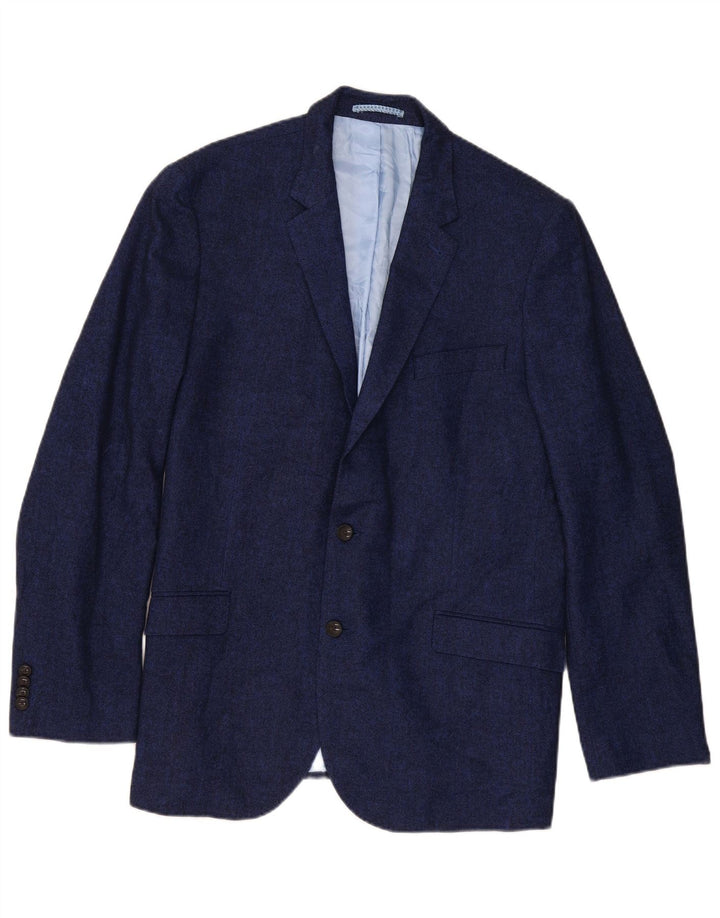 Marks & Spencer Herren-Blazer mit 2 Knöpfen, UK 44, XL, Marineblau, Fischgrätenmuster