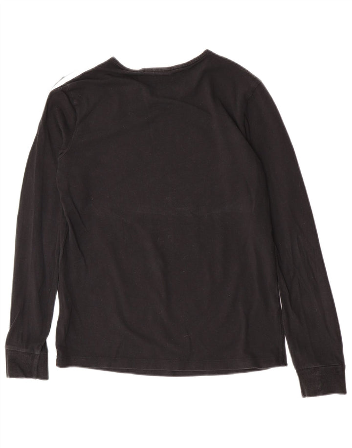 Adidas Damen Top Langarm UK 10 Small Schwarz Baumwolle