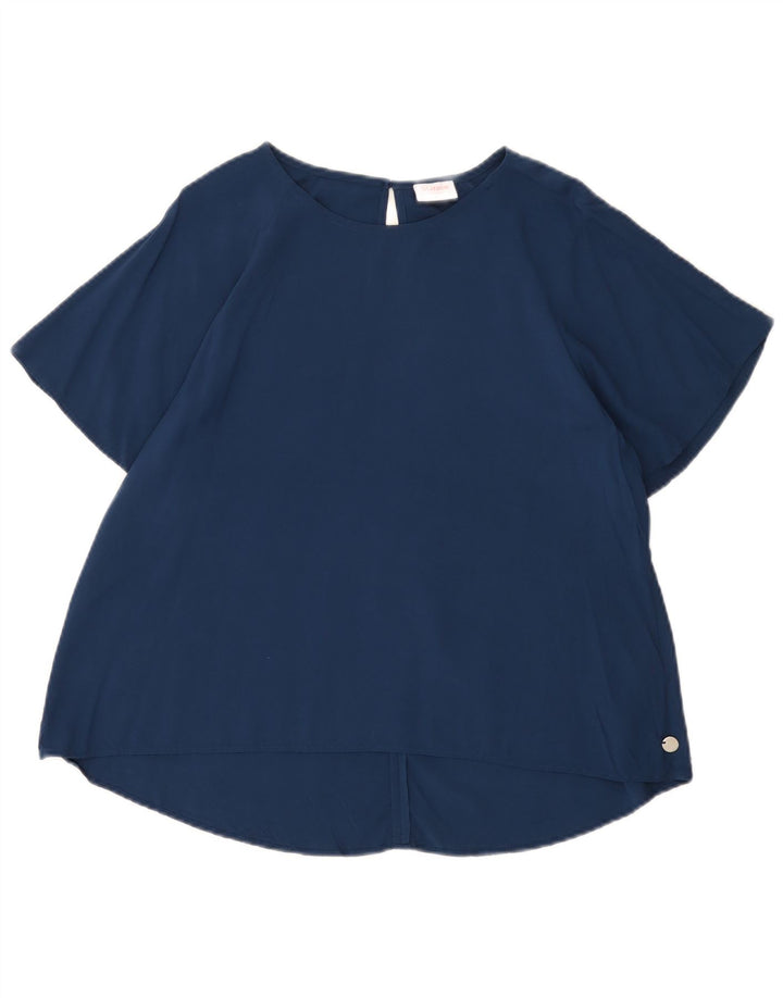 Sun68 Damen-Blusenoberteil UK 14 Mittelmarineblaue Viskose